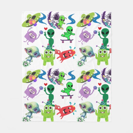 Happy Außerirdischen Rockin' Fleecedecke (Vorderseite)