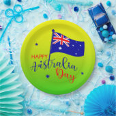 Happy Australia Day Flag Green Gold 9" Pappteller (Party)
