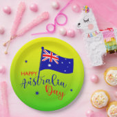 Happy Australia Day Flag Green Gold 9" Pappteller (Party)