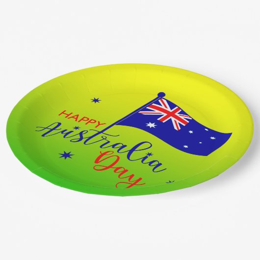 Happy Australia Day Flag Green Gold 9" Pappteller (Schrägansicht)