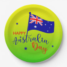 Happy Australia Day Flag Green Gold 9"