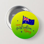 Happy Australia Day Flag Green Gold Abzeichen Button (Vorne & Hinten)