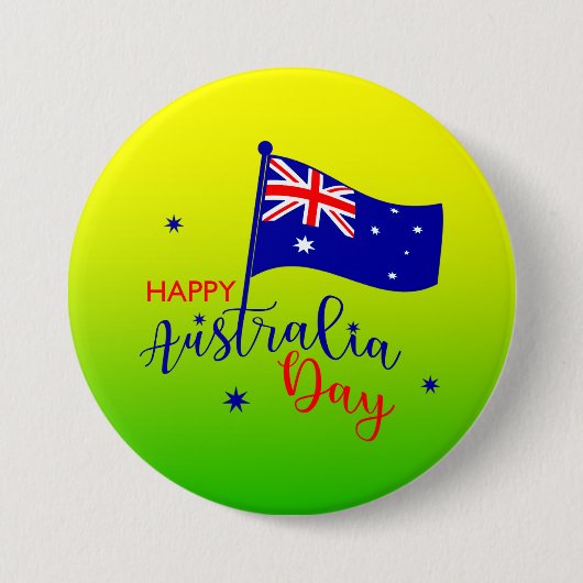 Happy Australia Day Flag Green Gold Abzeichen Button (Vorderseite)