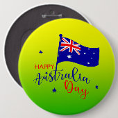 Happy Australia Day Flag Green Gold Grosses Abzeic Button (Vorne & Hinten)