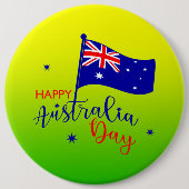Happy Australia Day Flag Green Gold Grosses Abzeic Button (Vorderseite)
