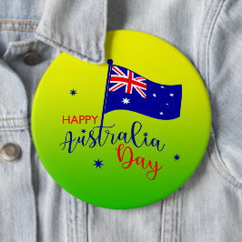 Happy Australia Day Flag Green Gold Grosses Abzeic Button