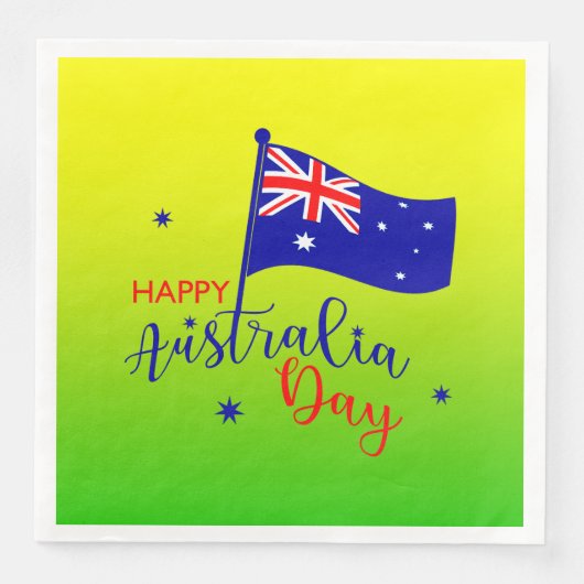 Happy Australia Day Flag Green Gold Large Serviette (Vorderseite)