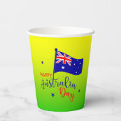 Happy Australia Day Flag Green Gold Pappbecher (Rückseite)