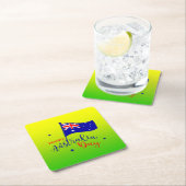 Happy Australia Day Flag Green Gold Rechteckiger Pappuntersetzer (Vor Ort)