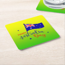 Happy Australia Day Flag Green Gold