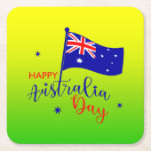 Happy Australia Day Flag Green Gold Rechteckiger Pappuntersetzer (Vorderseite)