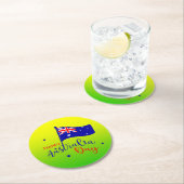 Happy Australia Day Flag Green Gold Runder Pappuntersetzer (Vor Ort)