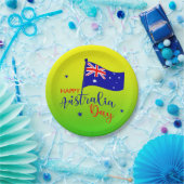 Happy Australia Day Flag Green Gold Small 7" Pappteller (Party)