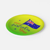 Happy Australia Day Flag Green Gold Small 7" Pappteller (Schrägansicht)