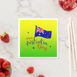 Happy Australia Day Flag Green Gold Small Serviette