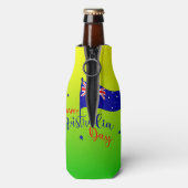 Happy Australia Day Flag Green Gold Stubby Flaschenkühler (Flasche Rückseite)