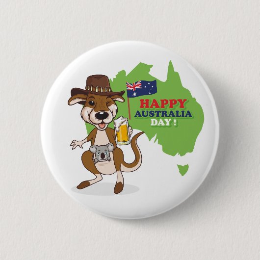 Happy Australia Day Kangaroo Koala Button (Vorderseite)