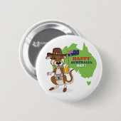Happy Australia Day Kangaroo Koala Button (Vorne & Hinten)