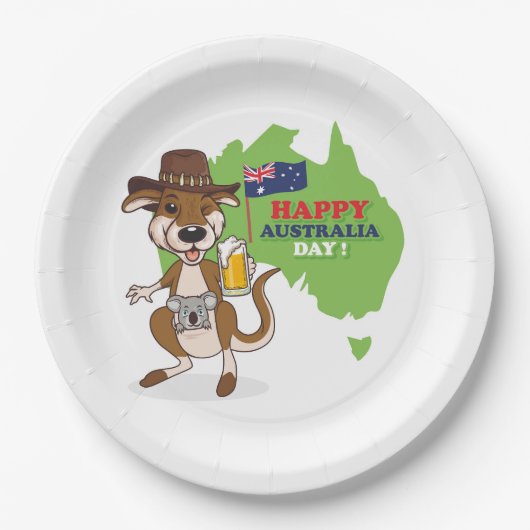 Happy Australia Day Kangaroo Koala Pappteller (Vorderseite)