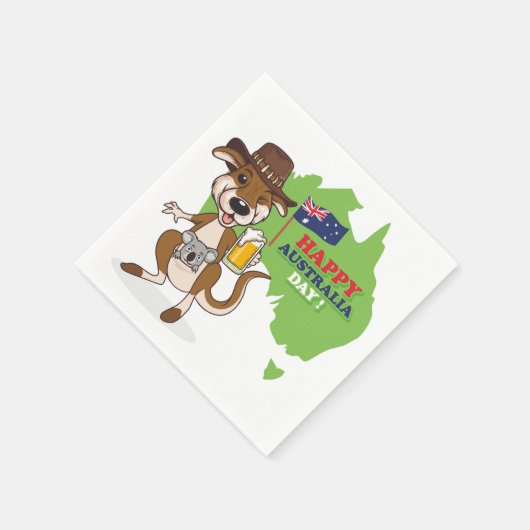 Happy Australia Day Kangaroo Koala Serviette (Ecke)