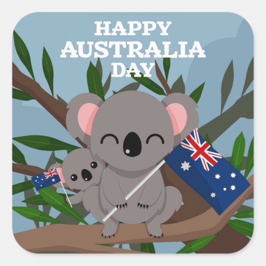 Happy Australia Day Quadratischer Aufkleber (Vorderseite)