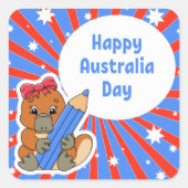 Happy Australia Day Quadratischer Aufkleber (Vorderseite)