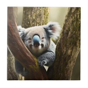 Happy Australian Koala Bear In Tree, Ceramic Tile Fliese