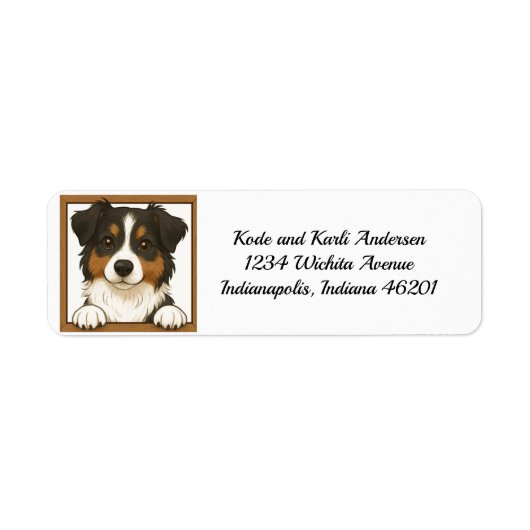 Happy Australian Shepherd Return Address Label (Vorne)