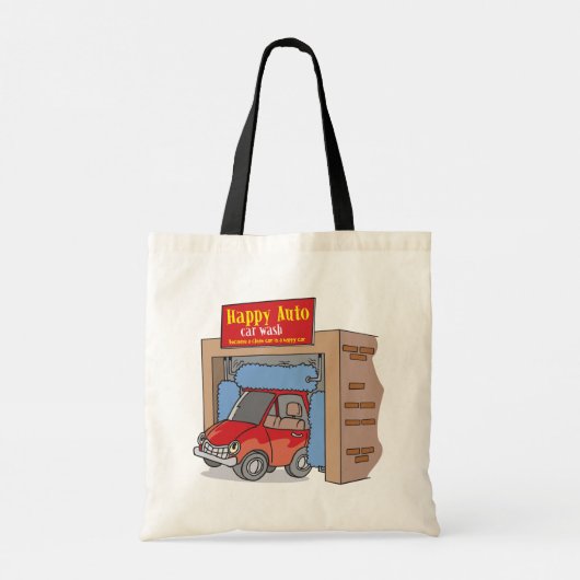 Happy Auto Car Wash Tote Tasche (Rückseite)