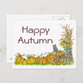 Happy Autumn Black Crow Pumpkins Harvest Postkarte (Vorne/Hinten)
