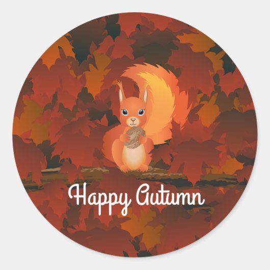 Happy Autumn Eichhörnchen Sticker (Vorderseite)