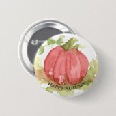Happy Autumn Pink Pumpkin Halloween Button (Vorne & Hinten)