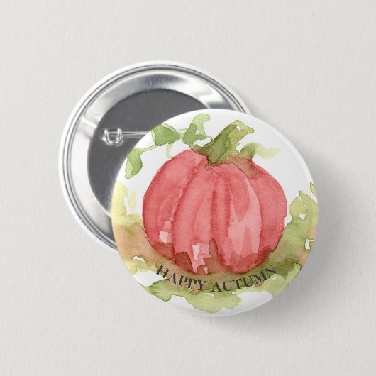 Happy Autumn Pink Pumpkin Halloween Button (Vorne & Hinten)