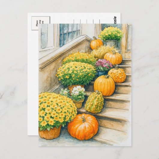 Happy Autumn Thanksgiving Pumpkin Postcard Postkarte (Vorne/Hinten)