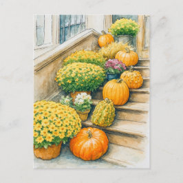Happy Autumn Thanksgiving Pumpkin Postcard Postkarte