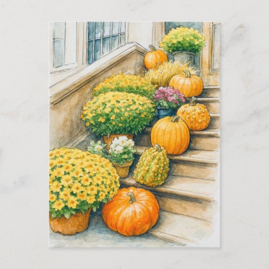 Happy Autumn Thanksgiving Pumpkin Postcard Postkarte (Vorderseite)