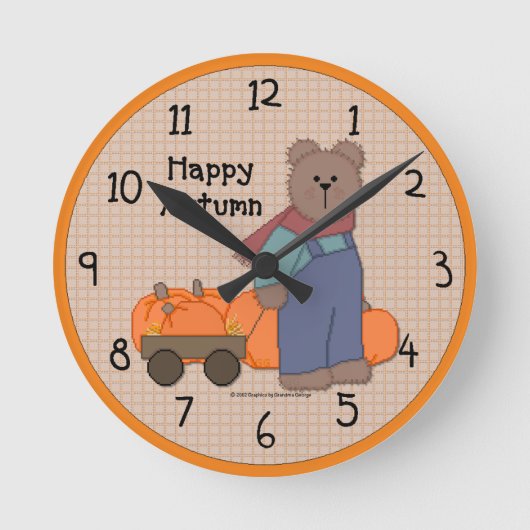Happy Autumn Wall Clock Runde Wanduhr (Vorderseite)