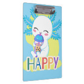 Happy Axolotl with Boba Tea – Cute Kawaii Bubble T Klemmbrett (Rechts)