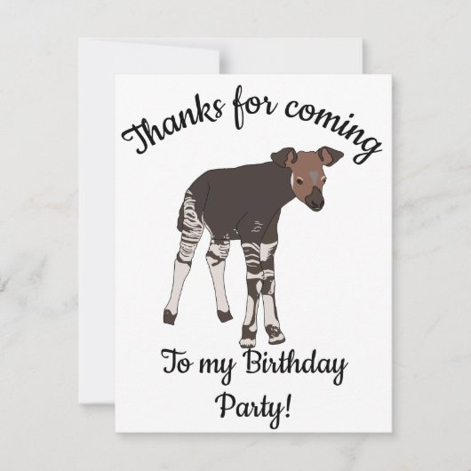 Happy B-day Baby Okapi Tier Dankeskarte (Vorderseite)