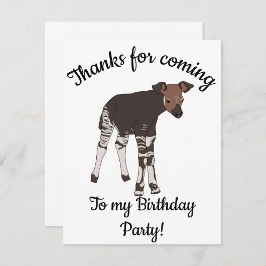 Happy B-day Baby Okapi Tier Dankeskarte (Vorne/Hinten)