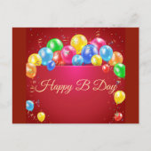 Happy B Day Balloon Postcard Postkarte (Vorderseite)