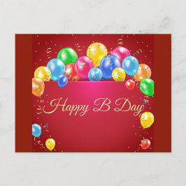 Happy B Day Balloon Postcard  Postkarte