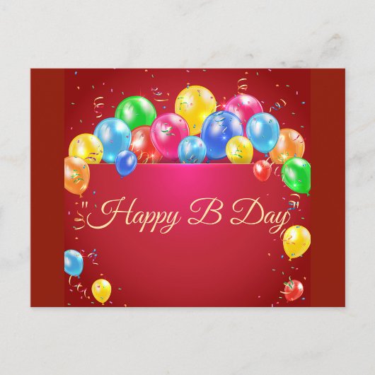Happy B Day Balloon Postcard Postkarte
