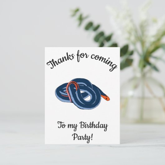 Happy B-day Blue lang Gürtelschlange Dankeskarte (Stehend Vorderseite)