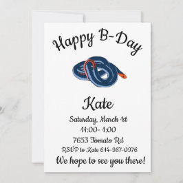 Happy B-day Blue lang Gürtelschlange Einladung