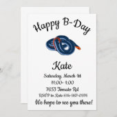 Happy B-day Blue lang Gürtelschlange Einladung (Vorne/Hinten)