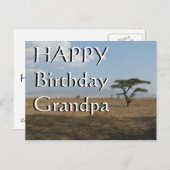 Happy B-day Grandpa Serengeti Plains Postkarte (Vorne/Hinten)