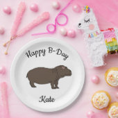 Happy B-day Hippopotamus African Animal Pappteller (Party)