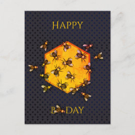 Happy B day Honey Bienen orange gelben Spaß Geburt Postkarte