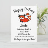 Happy B-day Red Panda Einladung (Stehend Vorderseite)